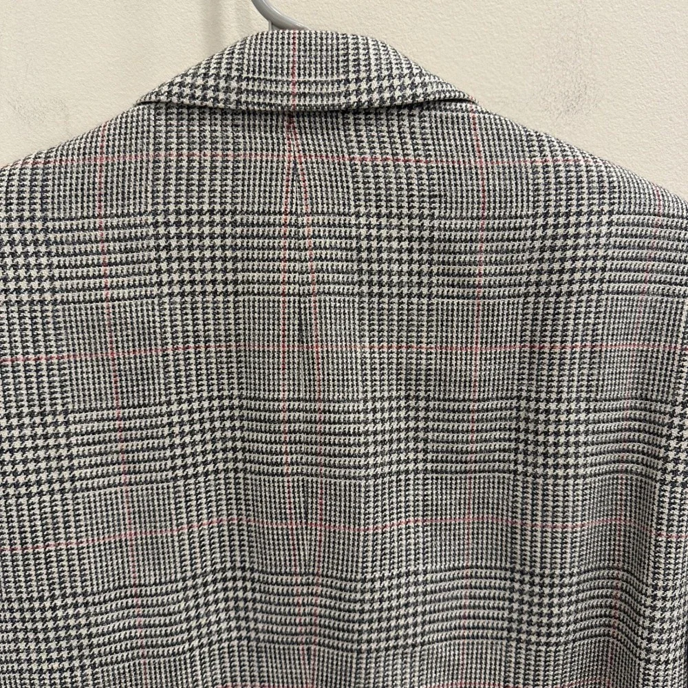 Brooks Brothers Silk Linen Wool Glen Plaid Sport Coat Blazer Gray Red 42R Preppy